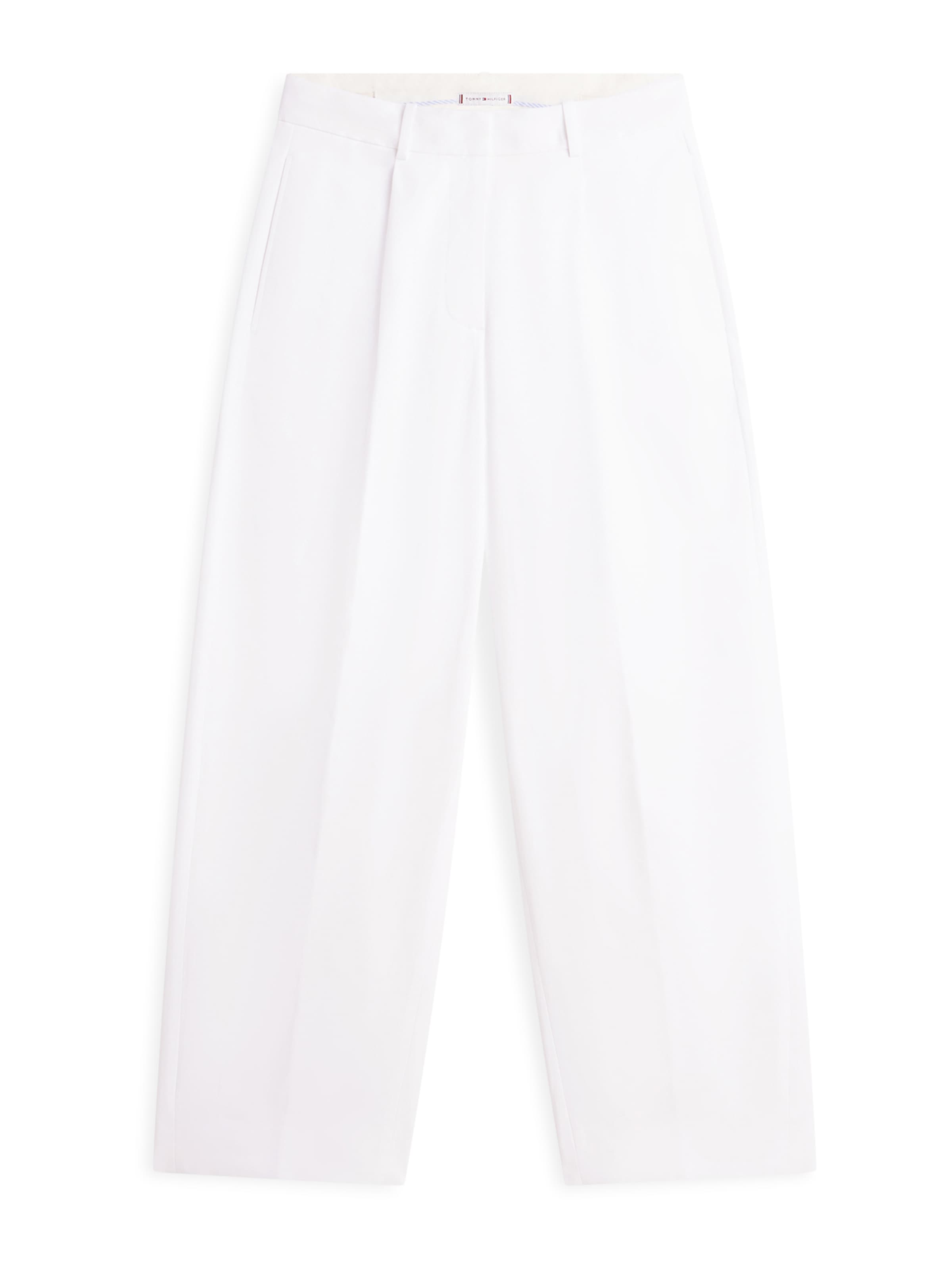 TOMMY HILFIGER Ohlapna forma Hlače z naborki | bela barva: sprednja stran