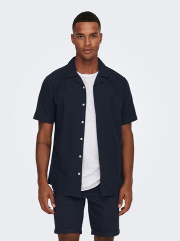 Only & Sons - Ajuste estrecho Camisa 'Alvaro' en azul: frente