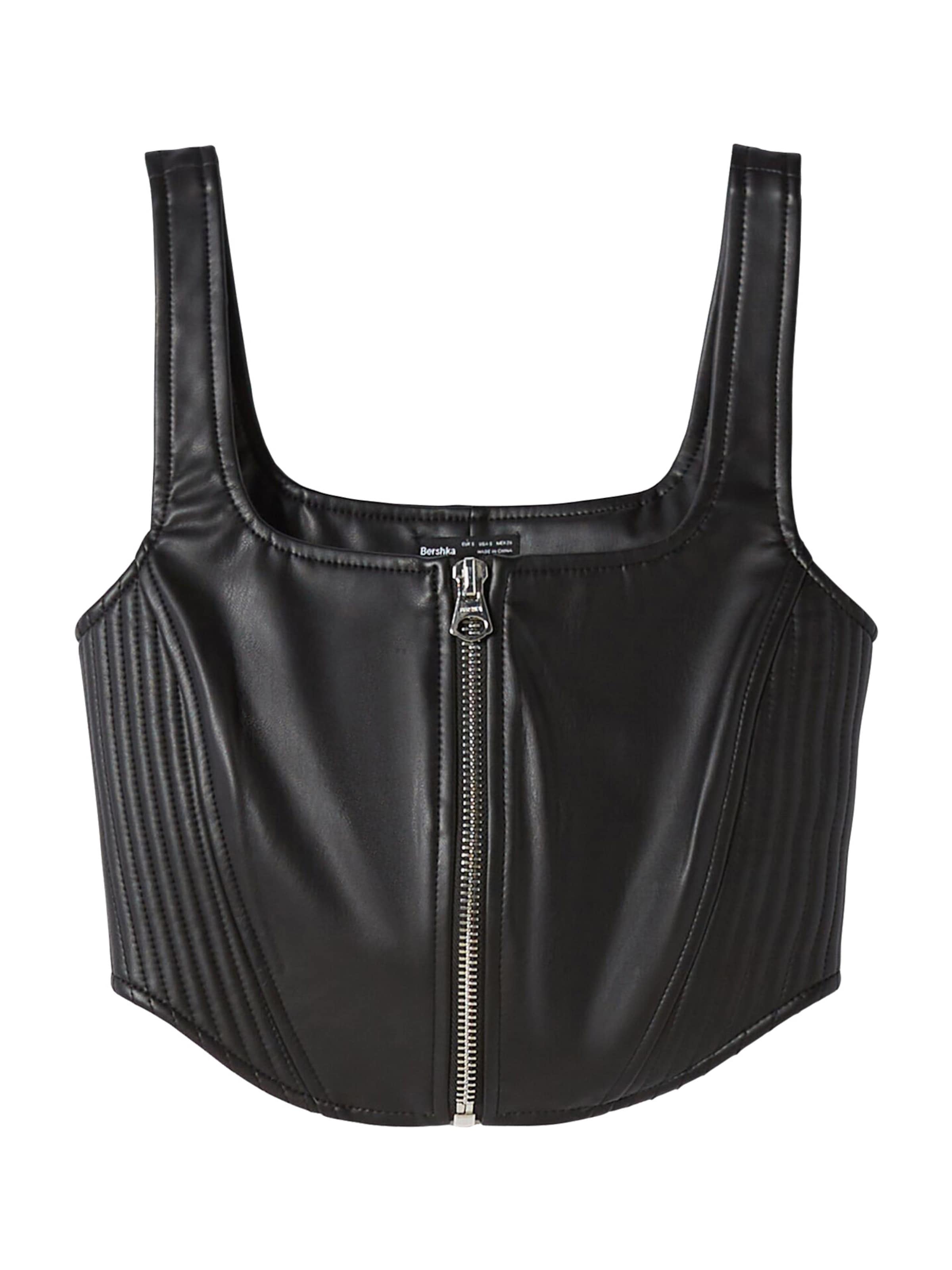 Bershka Top – černá: přední strana