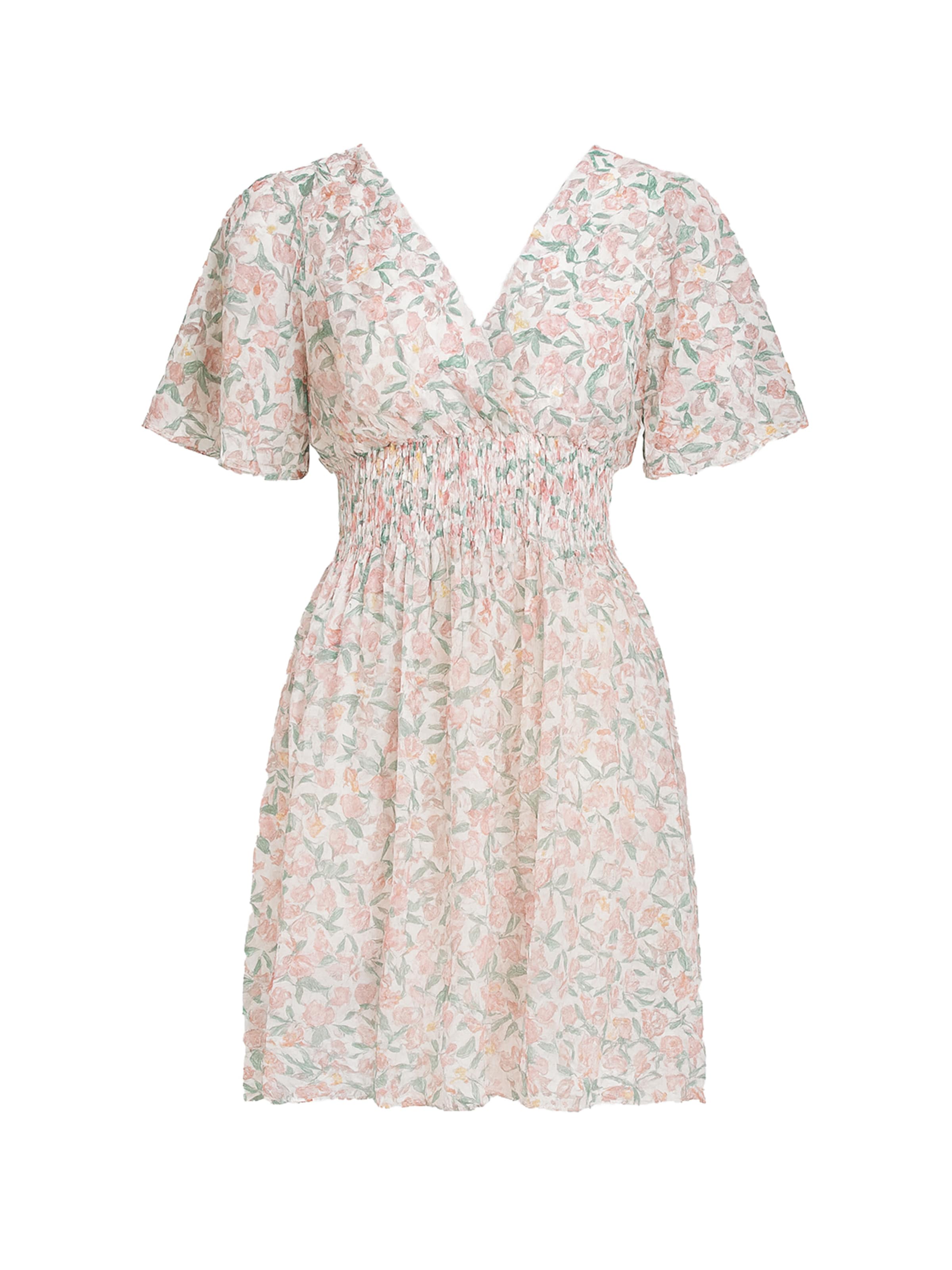 Elara Sommerkleid in pastellgrün / rosa / wollweiß, Produktansicht