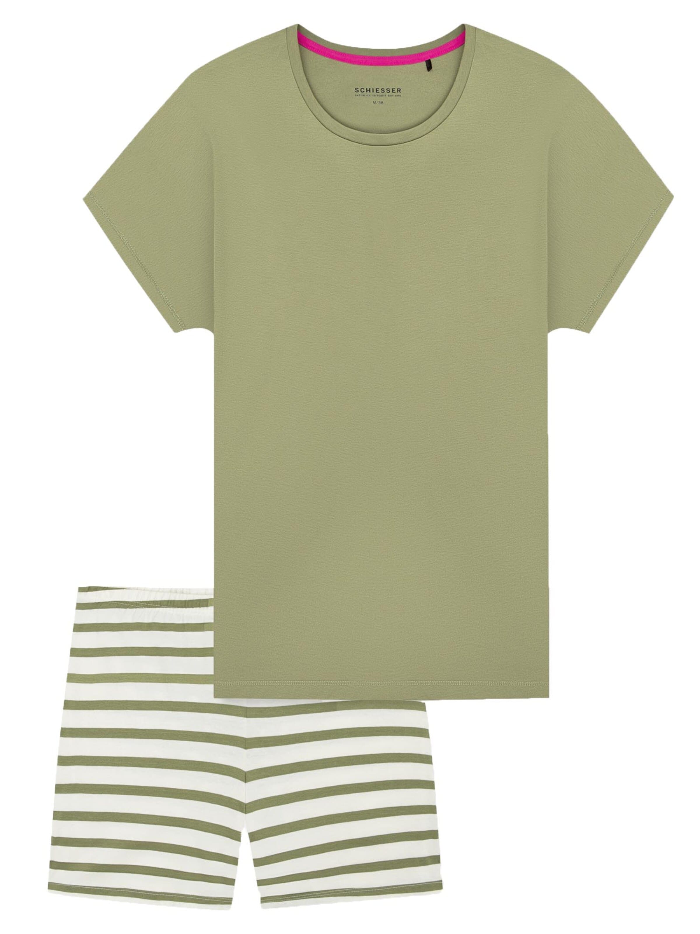 SCHIESSER Pyjama 'Casual Essentials' in Grün: Vorderseite