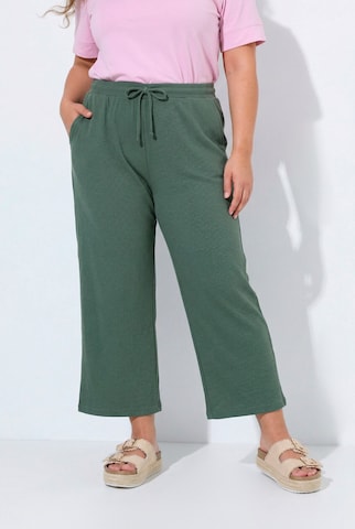 Ulla Popken Wide Leg Hose in Grün: Vorderseite