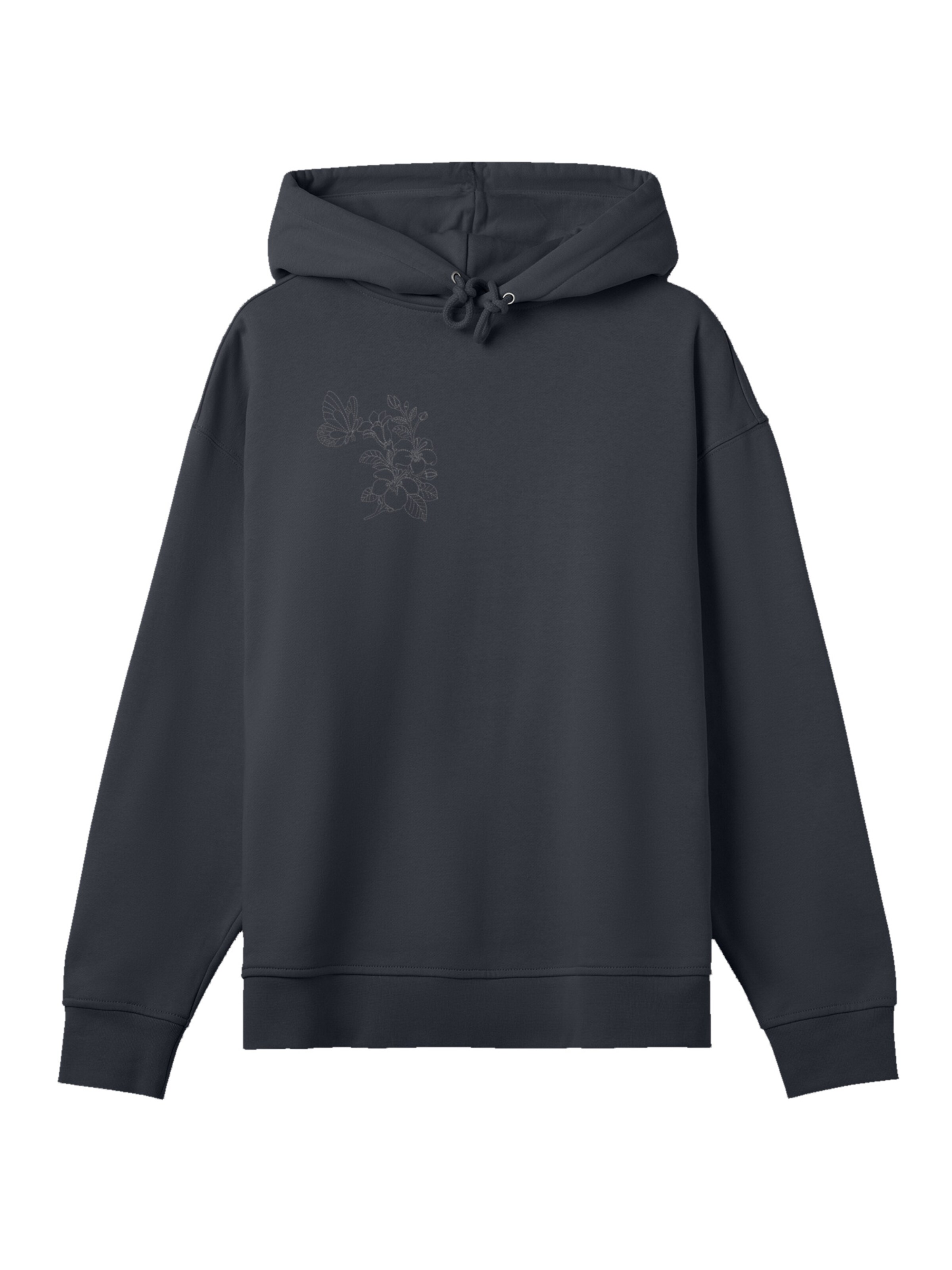 F4NT4STIC Hoodie 'Schmetterling Blumen bestickt' in Schwarz: Vorderseite