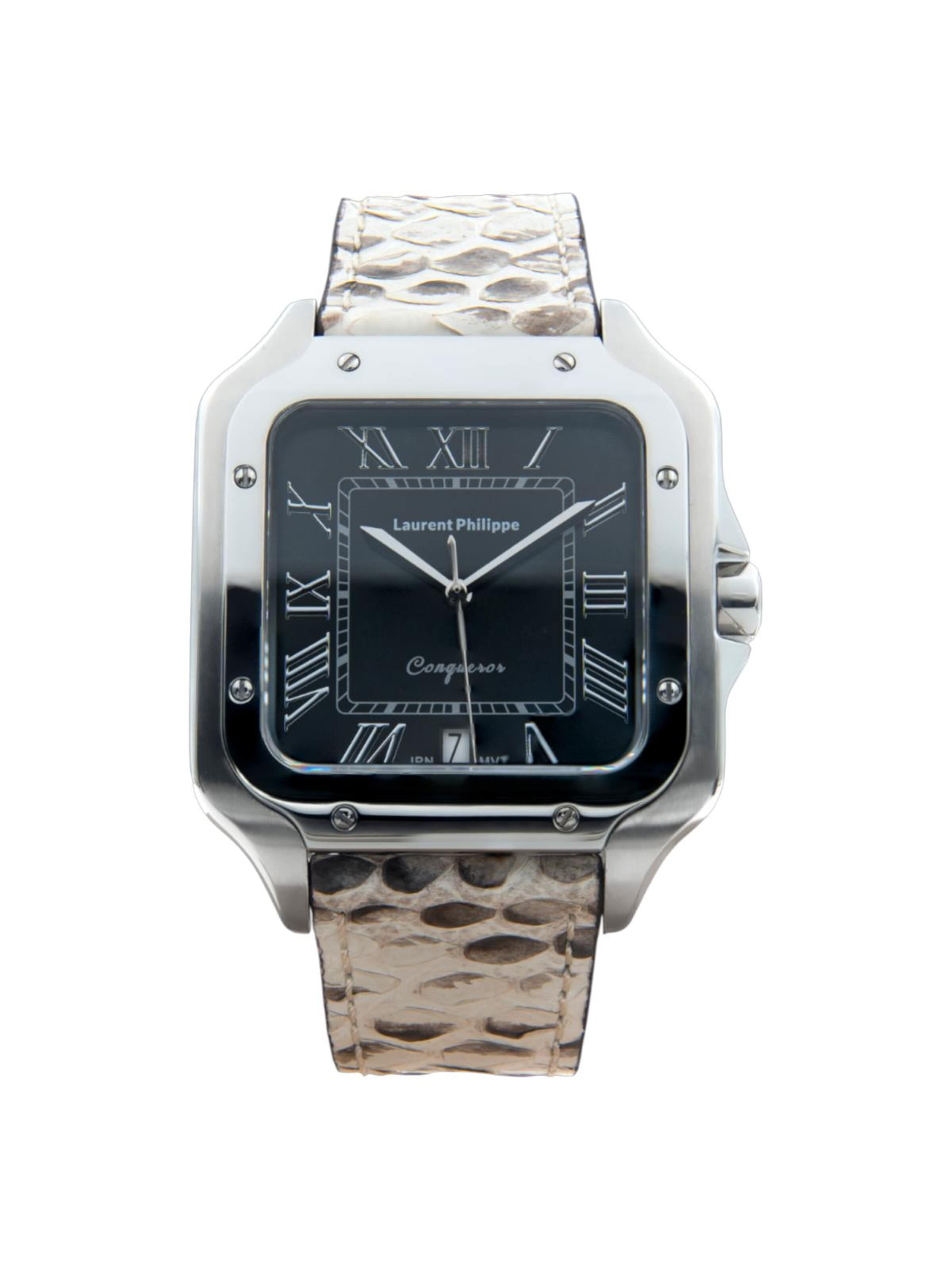 Laurent Philippe - Reloj analógico 'Conqueror Black Orlov – Serpent Ivory' en plata: frente