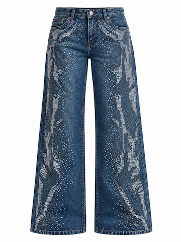 IT'S BASIC - Pierna ancha Vaquero 'STUDDED WIDE LEG MID RISE JEANS' en azul