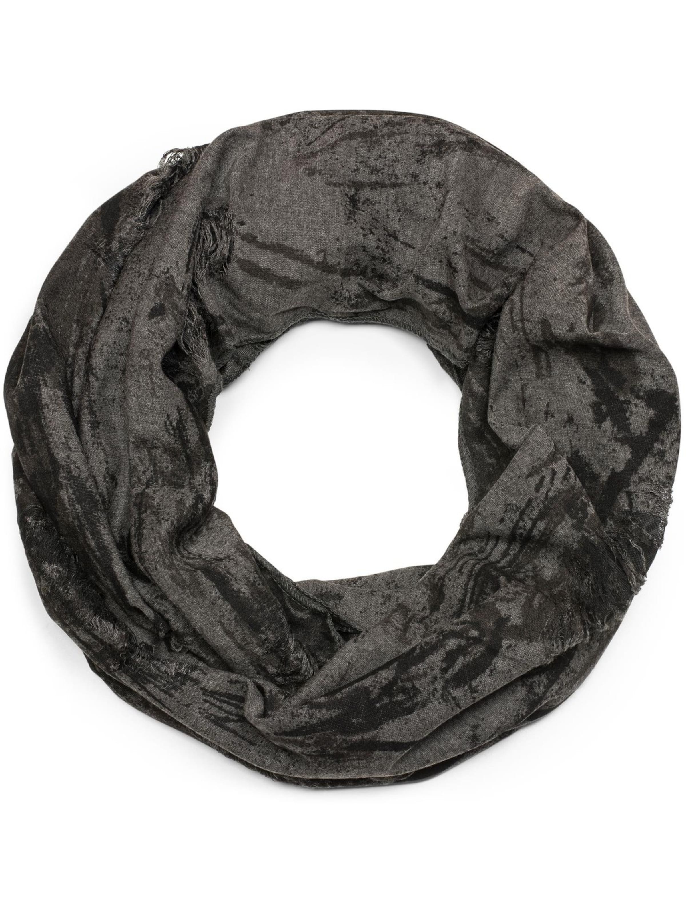 styleBREAKER Schlauchschal 'Gemusterter Loop Schal im Destroyed used Look'‌‌‌‌‌ in Grau: Vorderseite