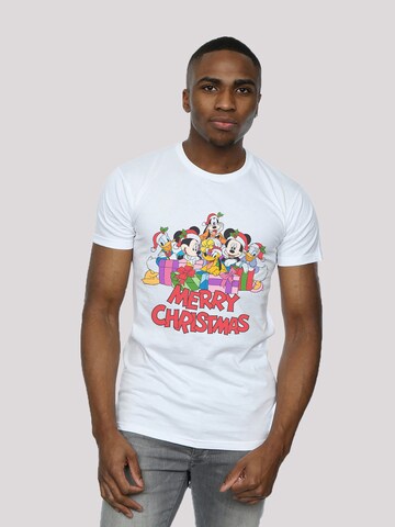 F4NT4STIC Shirt 'Micky Maus Merry Christmas' in Wit: voorkant