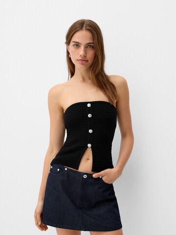 Top in maglia di Bershka in nero: frontale