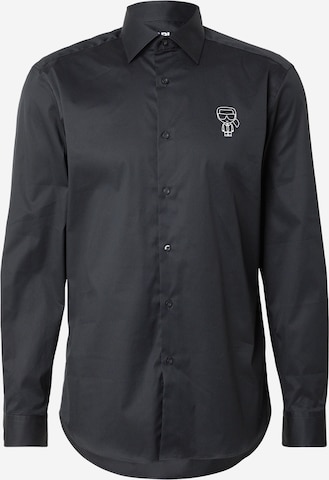 Karl LagerfeldRegular Fit Košulja - crna boja: prednji dio