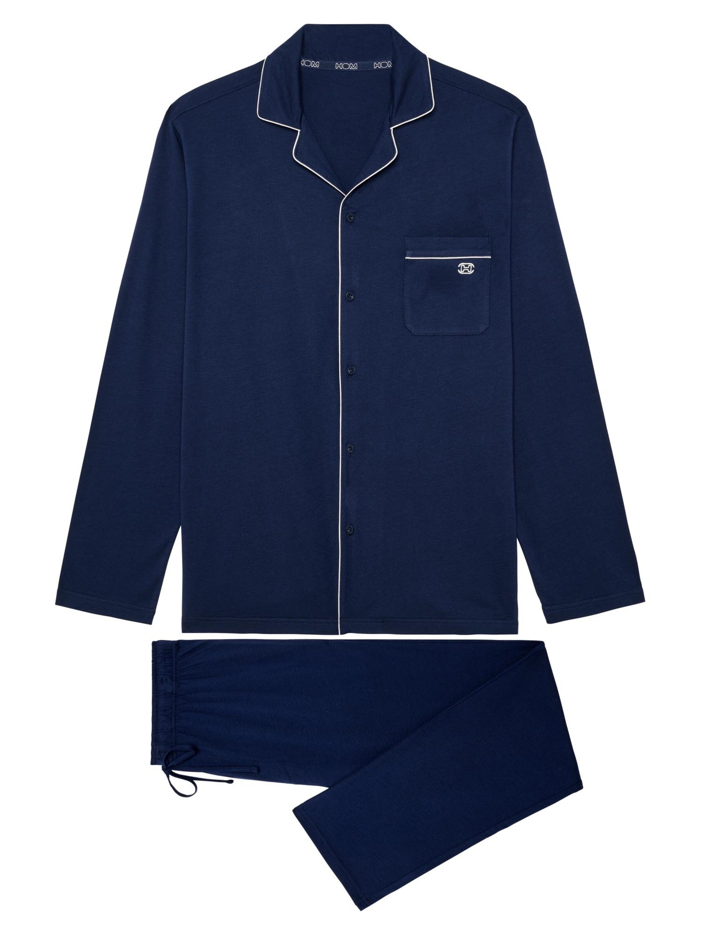 HOM Long Pajamas 'Rafael' in Blue: front