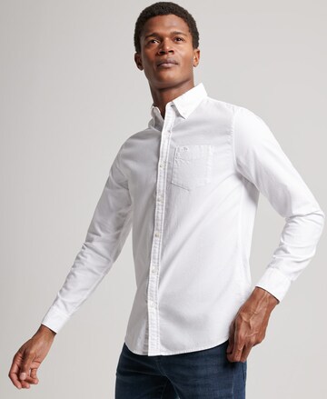 Superdry Regular fit Button Up Shirt in White: front