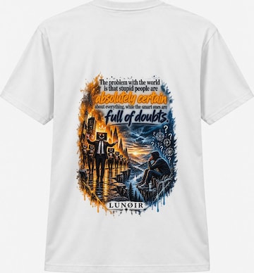 LUNØIR Studio Shirt 'Certainty and Doubt – EN' in Weiß: Vorderseite