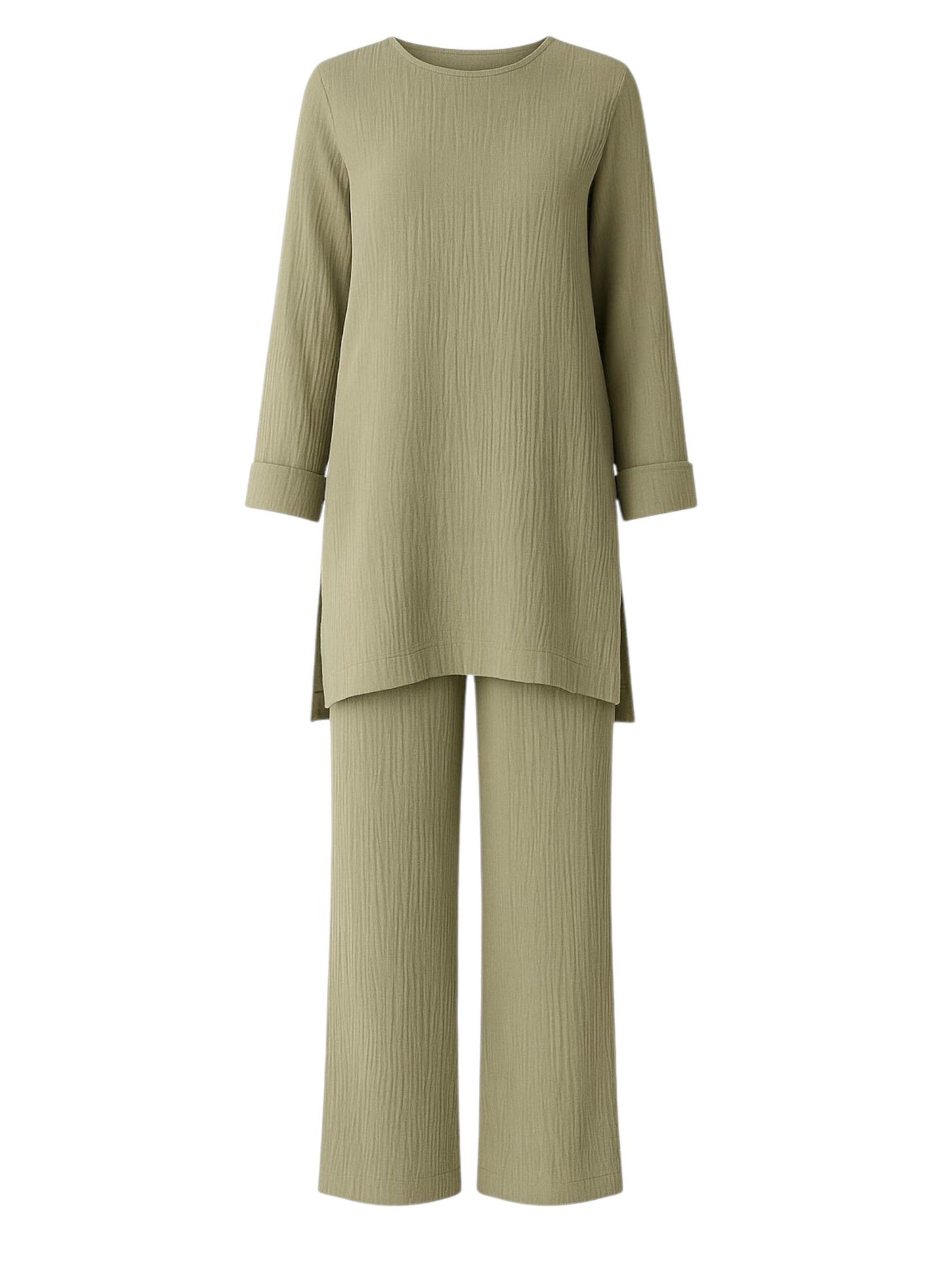 WENOR - Traje para estar en casa 'Ayda Modest' en verde: frente