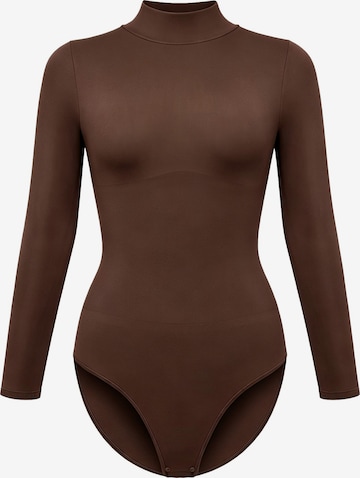 cfab Shaping bodysuit 'Clean Longsleeve Turtleneck Sculpting Bodysuit with Slip' in Brown: front