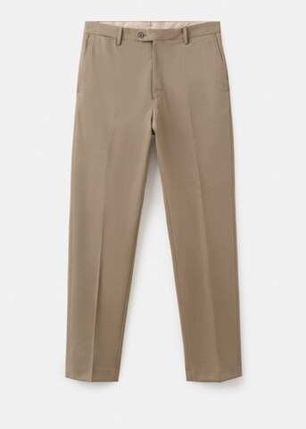 MANGO MAN Regular Pleat-Front Pants 'Ferrara' in Brown