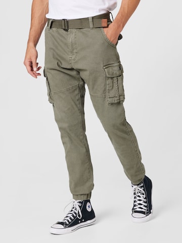 INDICODE JEANS Tapered Cargo Jeans 'Kerr' in Green: front