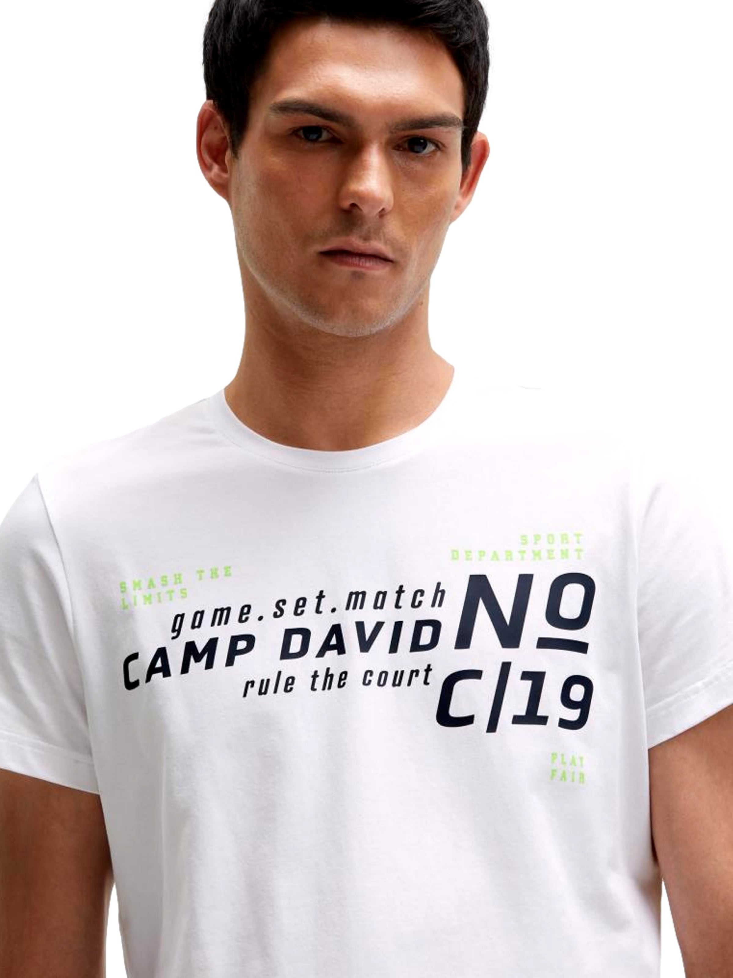 T-Shirt 'Game.Set.Match' CAMP DAVID en blanc