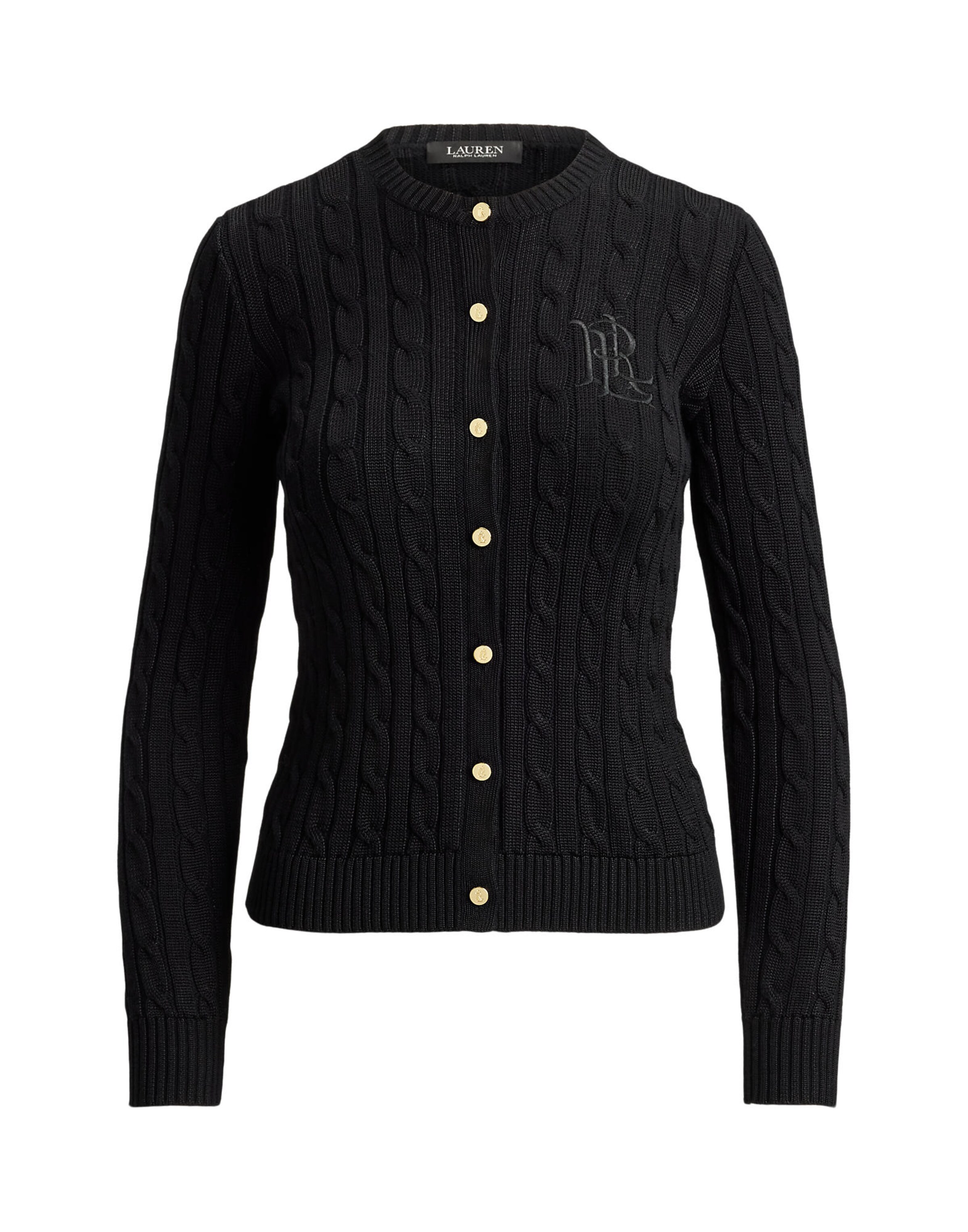 Lauren Ralph Lauren Petite Вязаная кофта в Черный: спереди