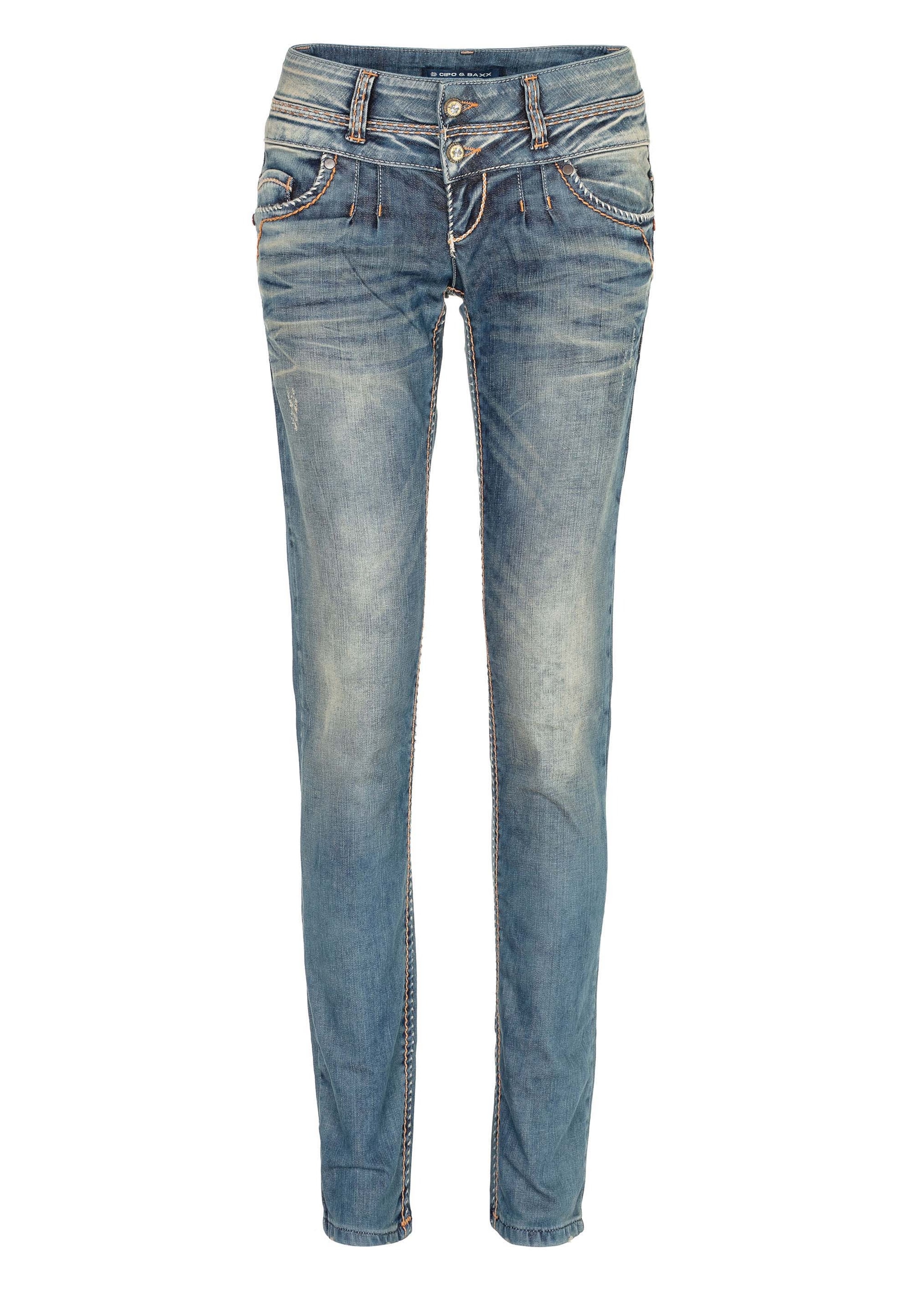 CIPO & BAXX Slimfit Jeans in Blauw: voorkant