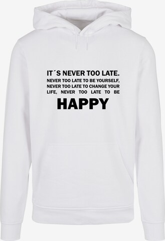 Merchcode Sweatshirt ' Never Too Late' in White: front