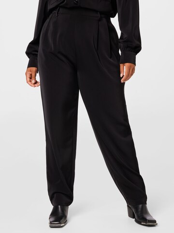 Guido Maria Kretschmer Curvy Regular Pleat-Front Pants 'Jasmin' in Black: front