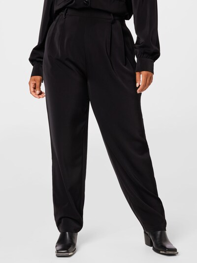Guido Maria Kretschmer Curvy Collection Pleat-Front Pants 'Jasmin' in Black, View model