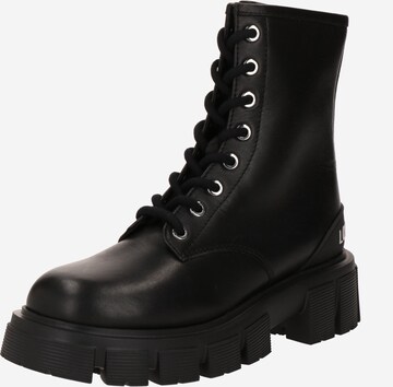 Love Moschino - Botines con cordones en negro: frente