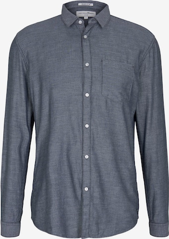 Chemise 'Faux' TOM TAILOR DENIM en bleu : devant