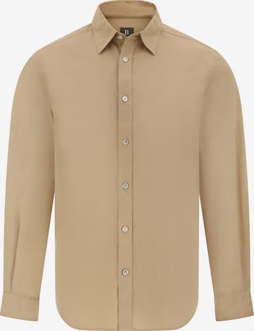 Boggi Milano Regular Fit Hemd in Beige: Vorderseite