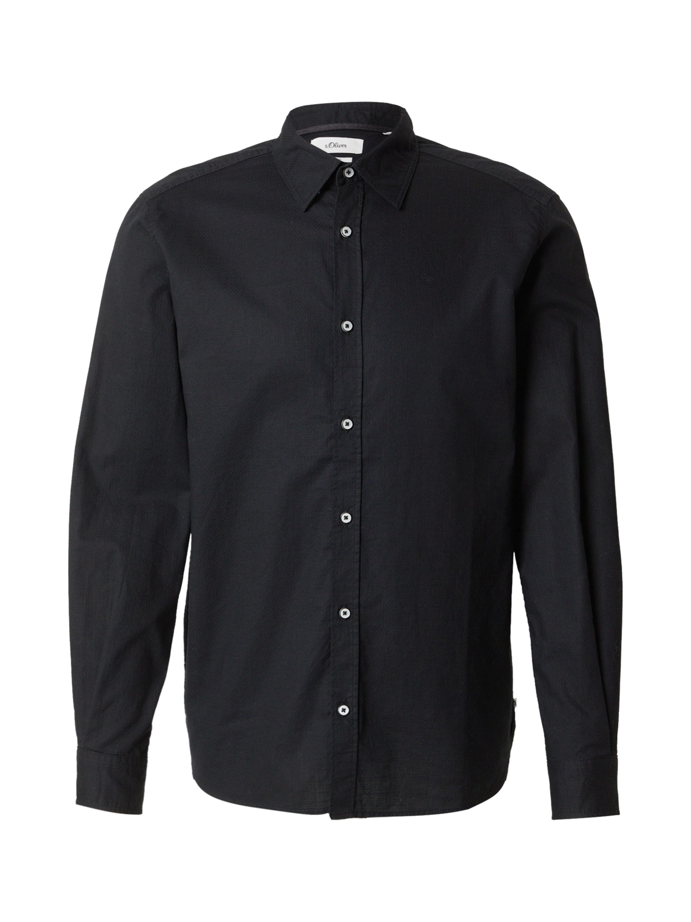 s.Oliver Regular fit Πουκάμισο σε μαύρο: μπροστά