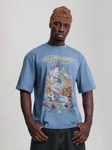 Ed Hardy Paita 'Dragon City Diamante' värissä sininen: etupuoli
