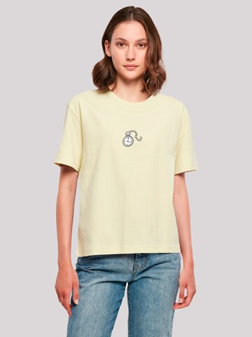 F4NT4STIC Shirt 'Alice im Wunderland Uhr Hase Heroes of Childhood' in Gelb: predná strana