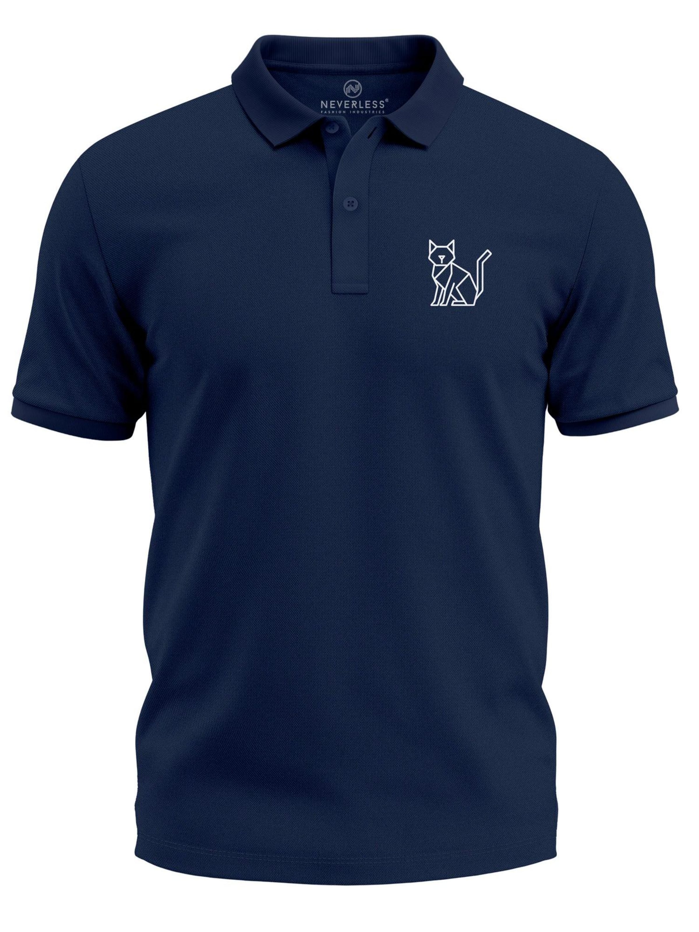 Neverless Shirt 'Cat Polygon' in Blue: front