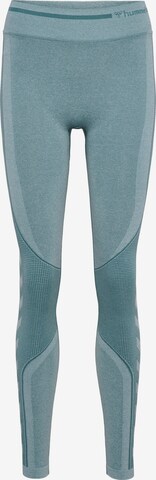 Skinny Pantalon de sport Hummel en vert : devant