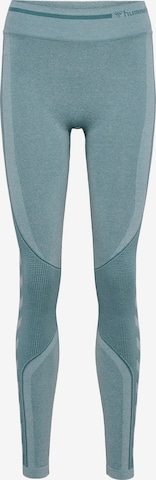 Hummel Skinny Sportbroek in Groen: voorkant