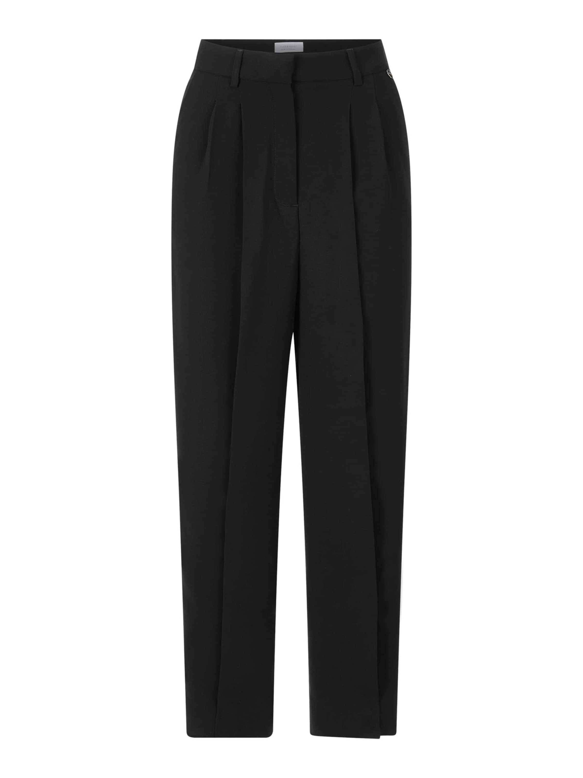 Rich &amp; Royal Wide leg Pantalon in Zwart: voorkant