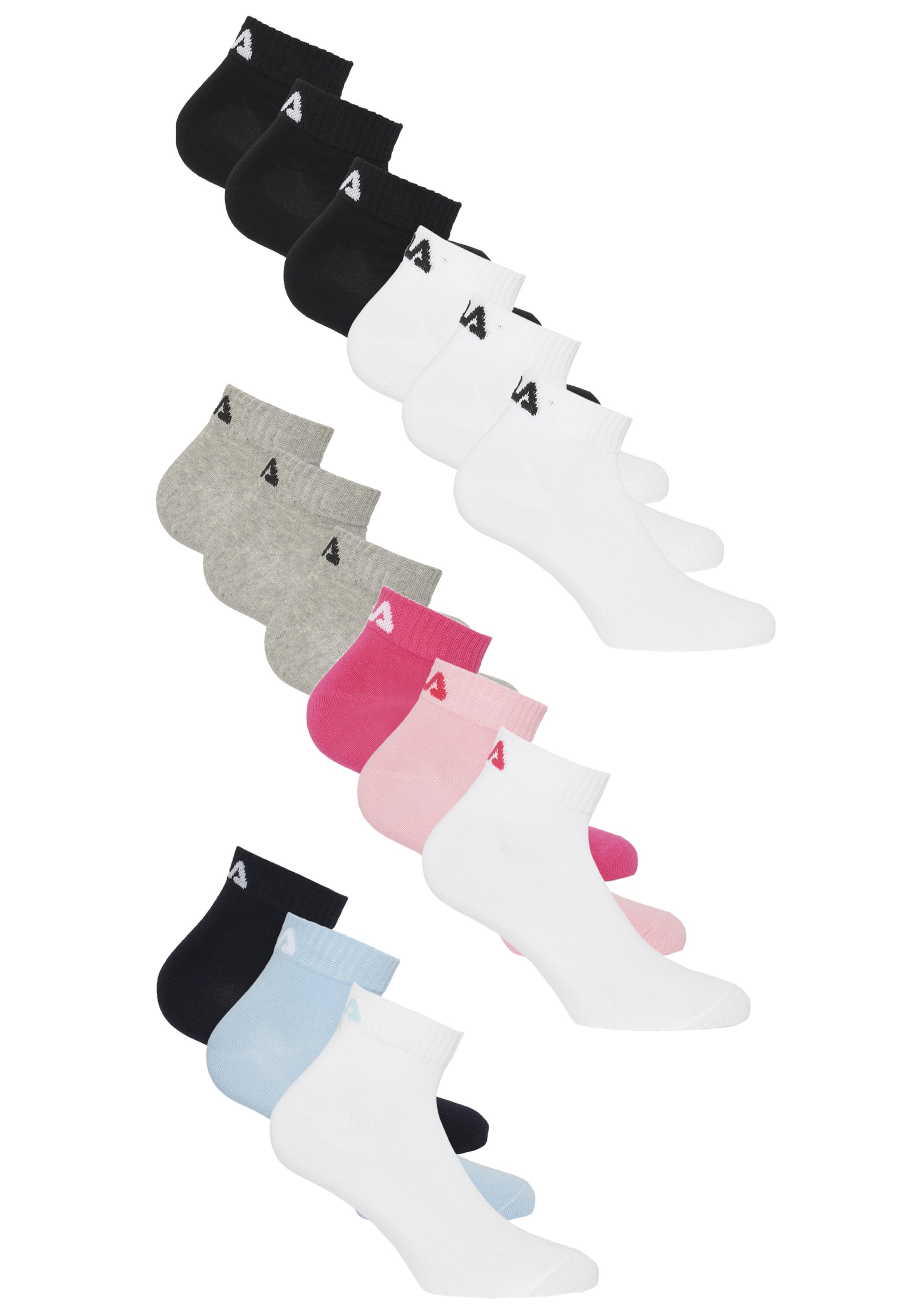 FILA Socken in 39-42 in hellblau / grau / pink / schwarz / weiß, Produktansicht