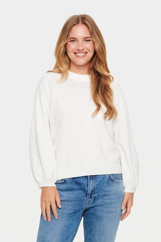 SAINT TROPEZ Sweater 'Barbel' in White: front