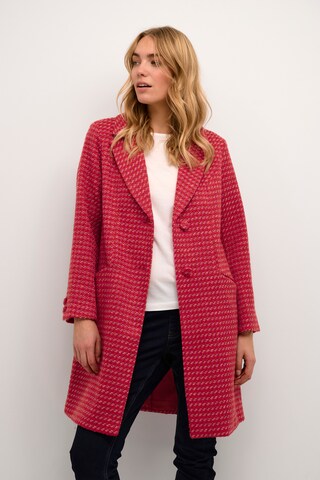 Cream Between-Seasons Coat 'Tulisa' in Red: front