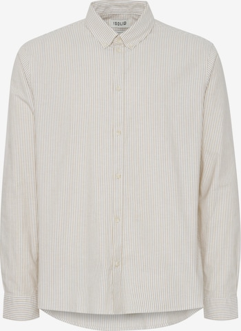 !Solid Button Up Shirt in Beige: front