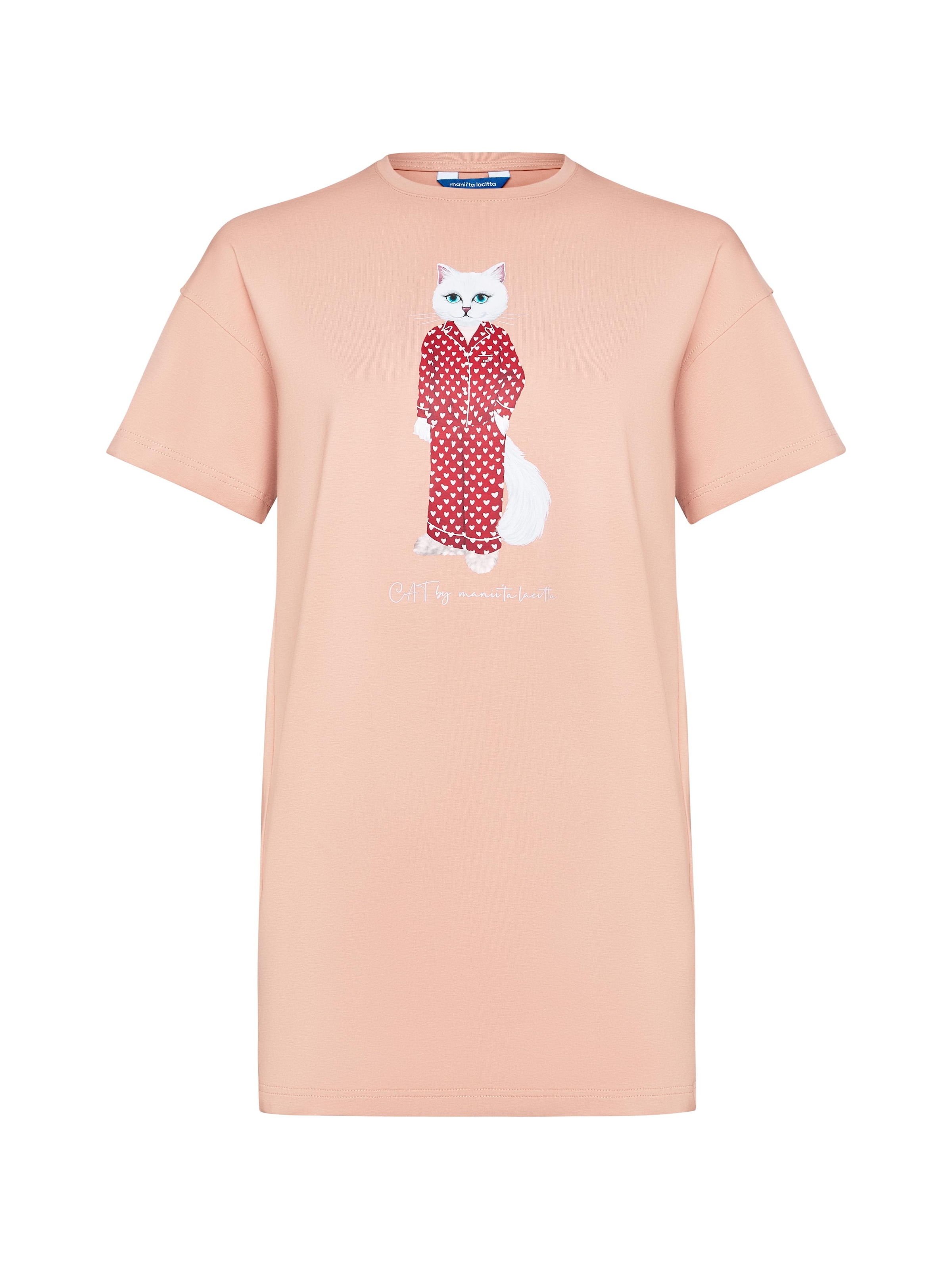 Camicia da notte 'Pajamas Cat' di Cat e Lolette in rosa: frontale