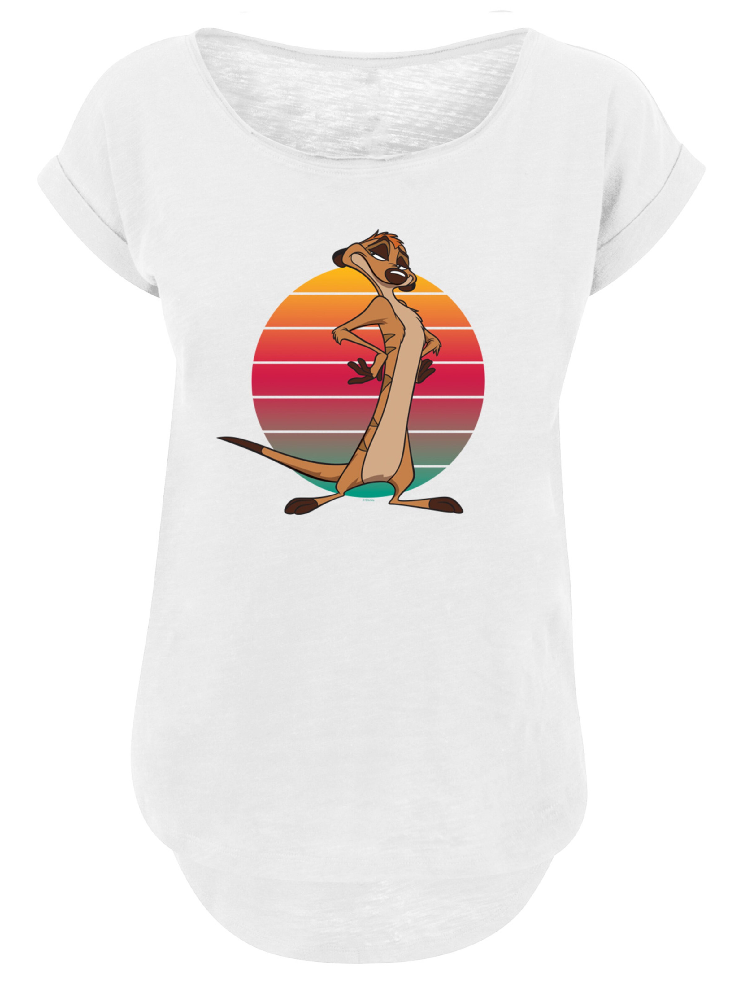 T-shirt 'Disney König der Löwen Timon Sunset' F4NT4STIC en blanc : devant