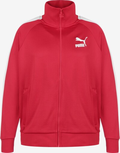 PUMA Athletic Zip-Up Hoodie 'Iconic T7' in Carmine red / White, Item view