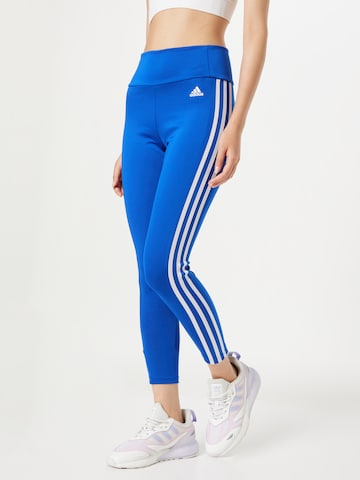 ADIDAS SPORTSWEAR Skinny Workout Pants 'Designed To Move High-Rise 3-Stripes' in Blue: front