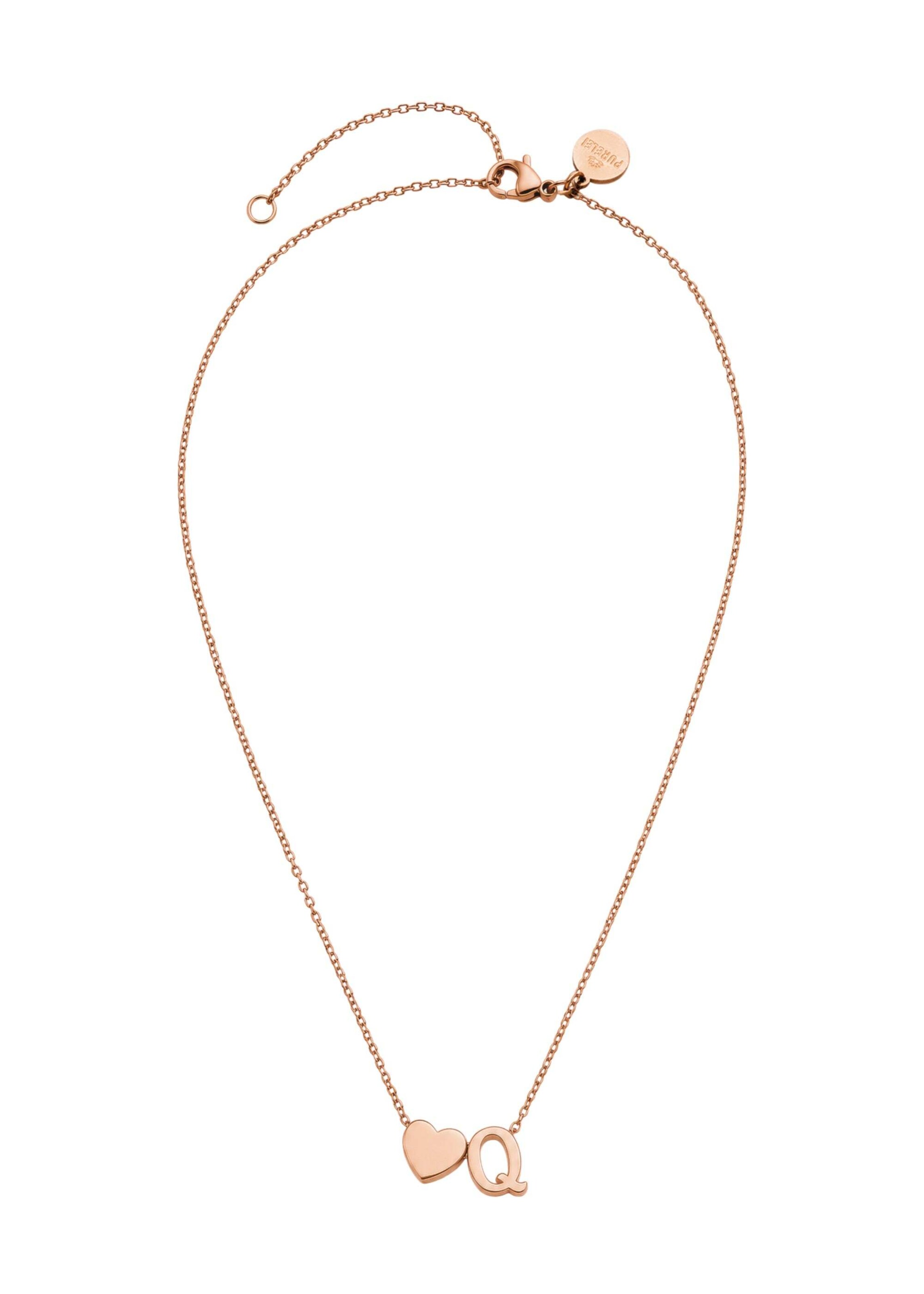 PURELEI - Cadena 'Letter Heart Q' en oro: frente