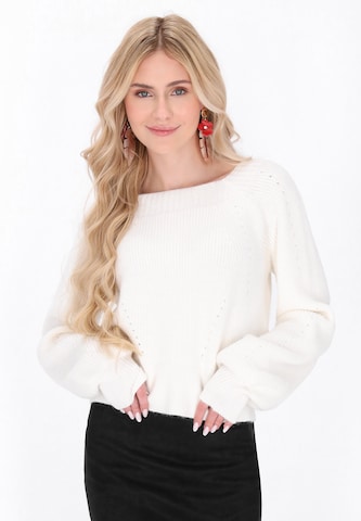 Pull-over IZIA en blanc : devant