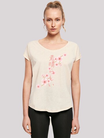F4NT4STIC Shirt 'Kirschblüten Asien' in Beige: voorkant