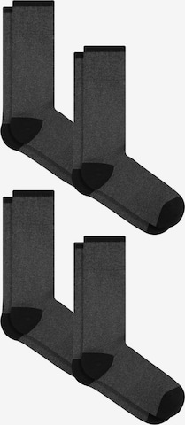 Albero Natur Socken 'Bio-Baumwoll-Frotteesocken Unisex – 4er Pack' in Grau: Vorderseite