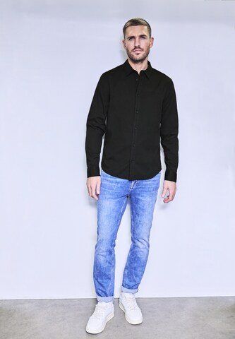 Street One MEN Slim Fit Hemd in Schwarz