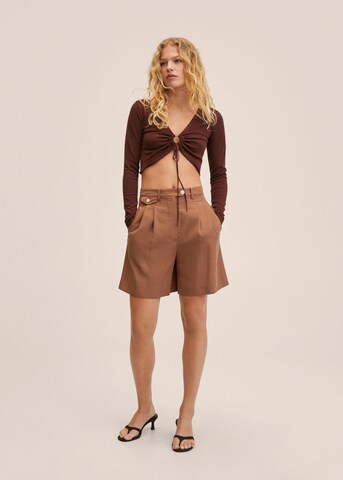 MANGO Regular Pleat-Front Pants 'Jimmy' in Brown